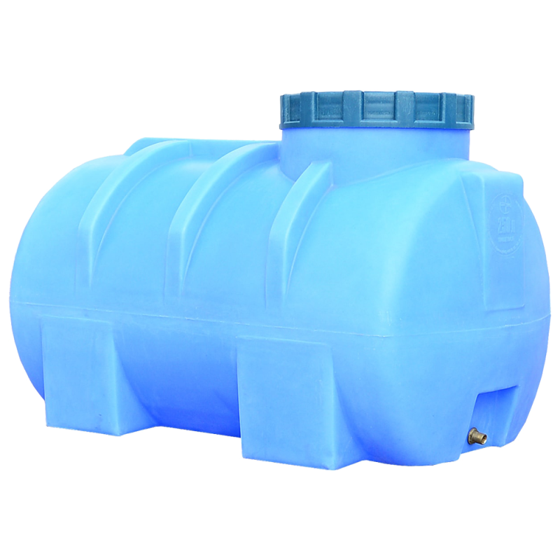 Бак 250 л горизонтальний ГО ПБ блакитний Пласт Бак